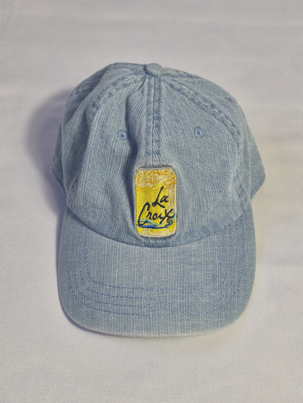 La Croix Yellow Can Patch Light Blue Denim Cap New